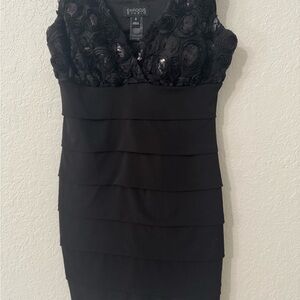 Enfocus Studio Black Sequin Tiered Mini Dress